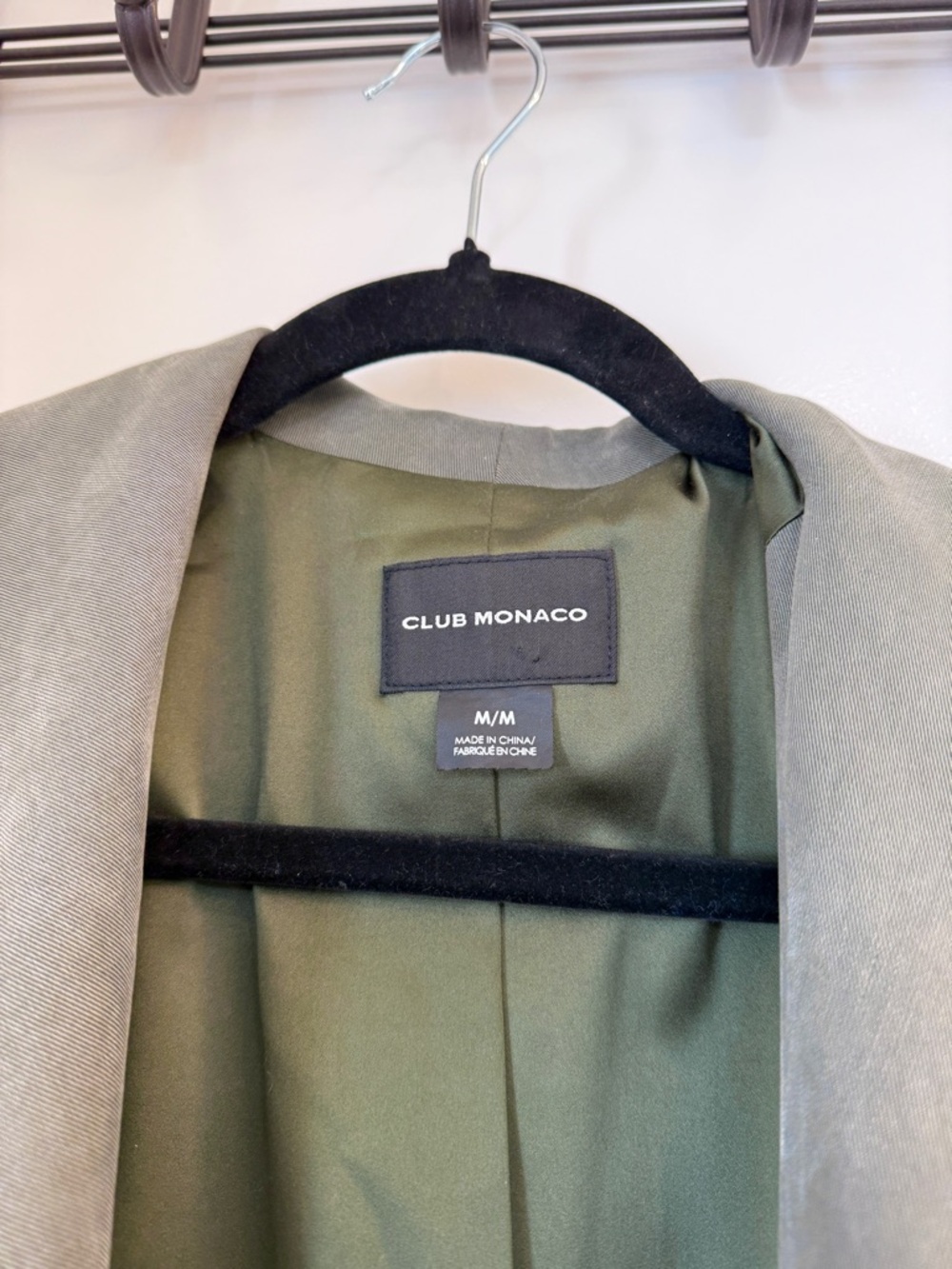 Club Monaco Olive Waterfall Trench Coat with Tie Sleeves - Picture 7 of 8